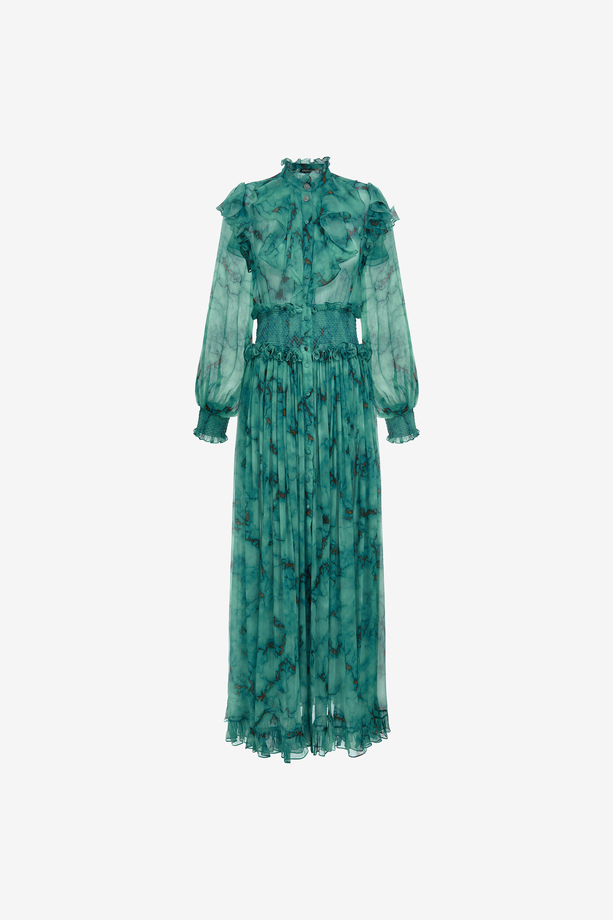 RC Long silk dress with Marble print Light blue RKT108-CZH62