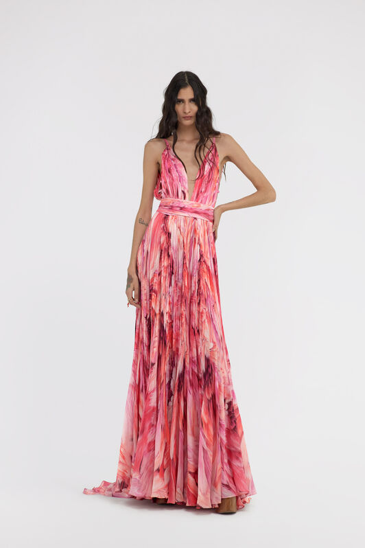 RC Long dress Plumage print RC Long dress Plumage print Fucsia SWT115-CTL71