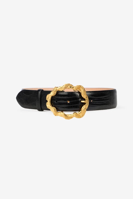 RC Cintura Nera Con Stampa Cobra E Fibbia Serpenti RC Cintura Nera Con Stampa Cobra E Fibbia Serpenti Nero VWC001-PZ119