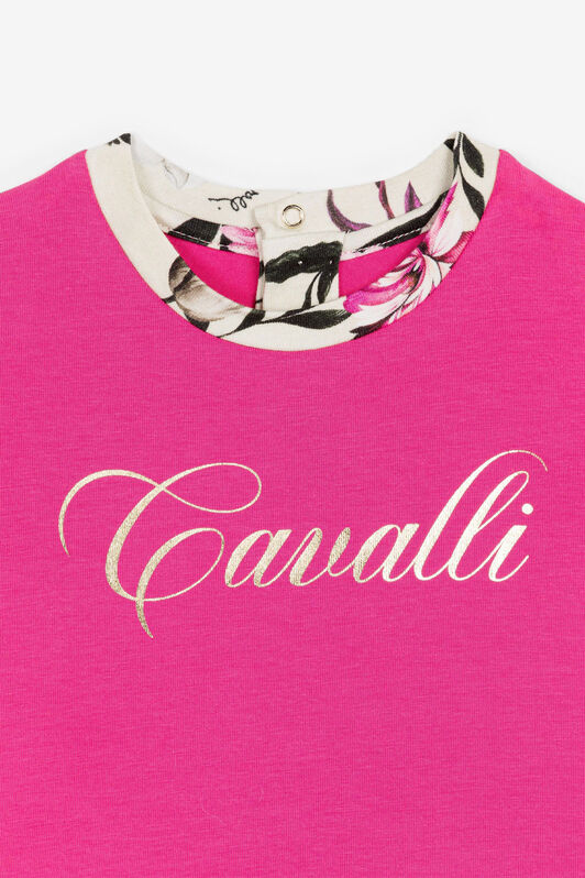 JU Flower-Print Logo Dress FUXIA OJT141-ISA2J