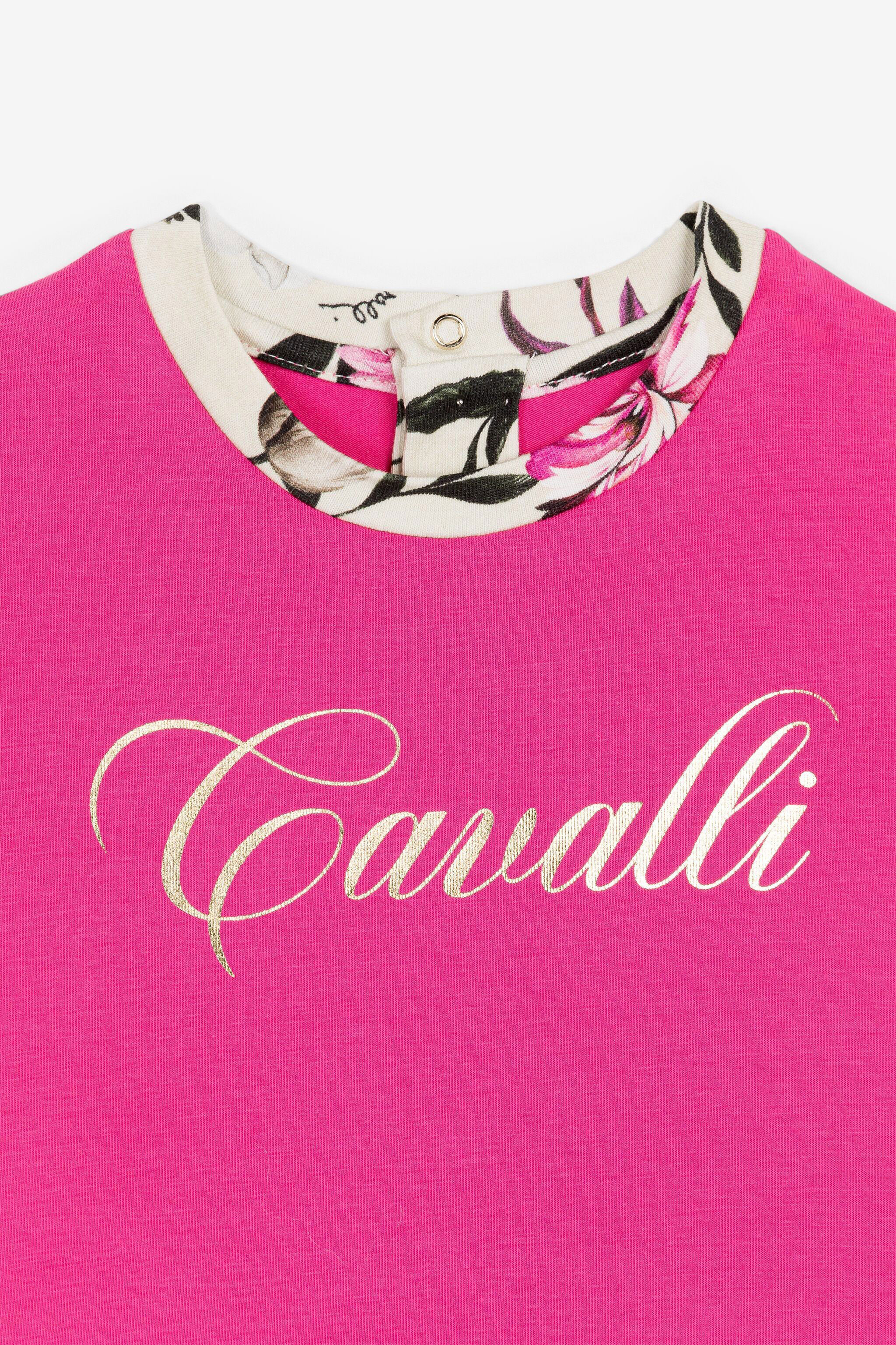 JU Flower-Print Logo Dress FUXIA OJT141-ISA2J