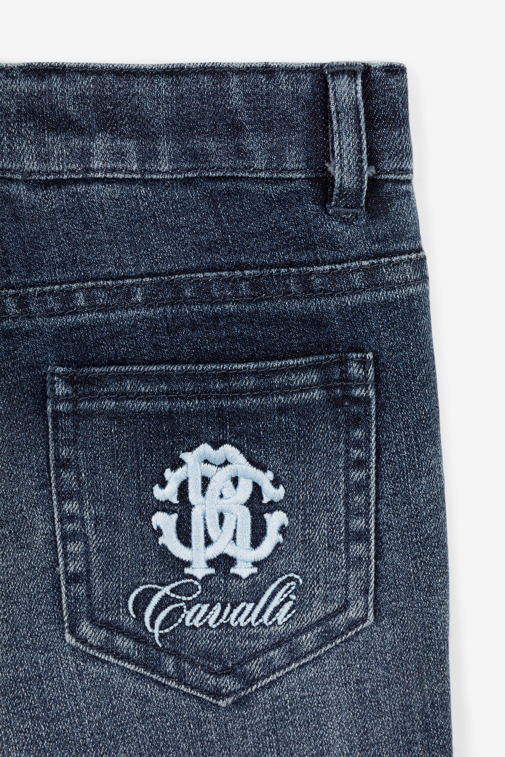 JU Monogram-embroidered denim shorts Dark blue QJJ207-DS015