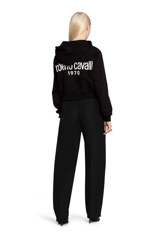 RC Logo-Print Cropped Hoodie BLACK IQT693-CF036