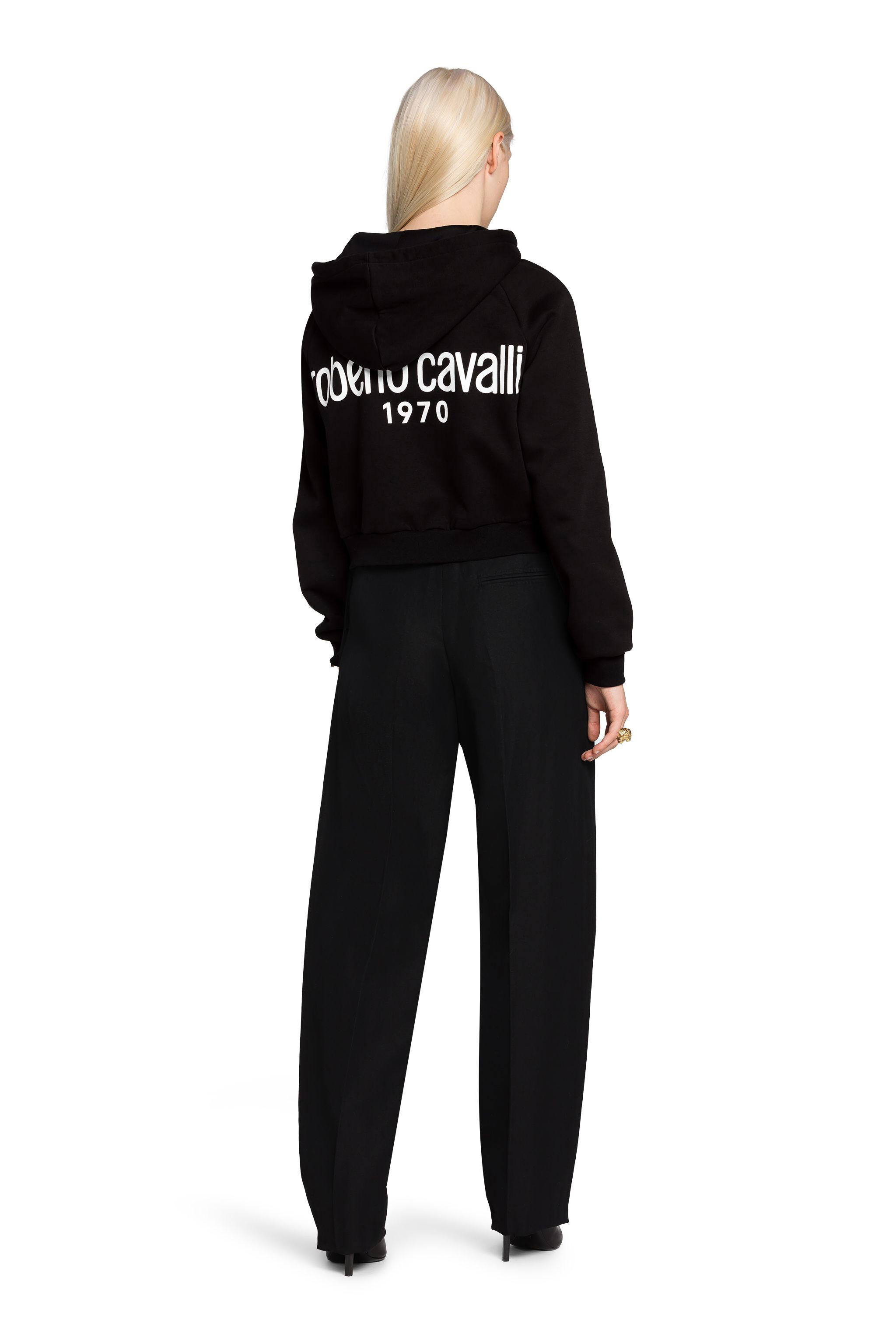 RC Logo-Print Cropped Hoodie BLACK IQT693-CF036