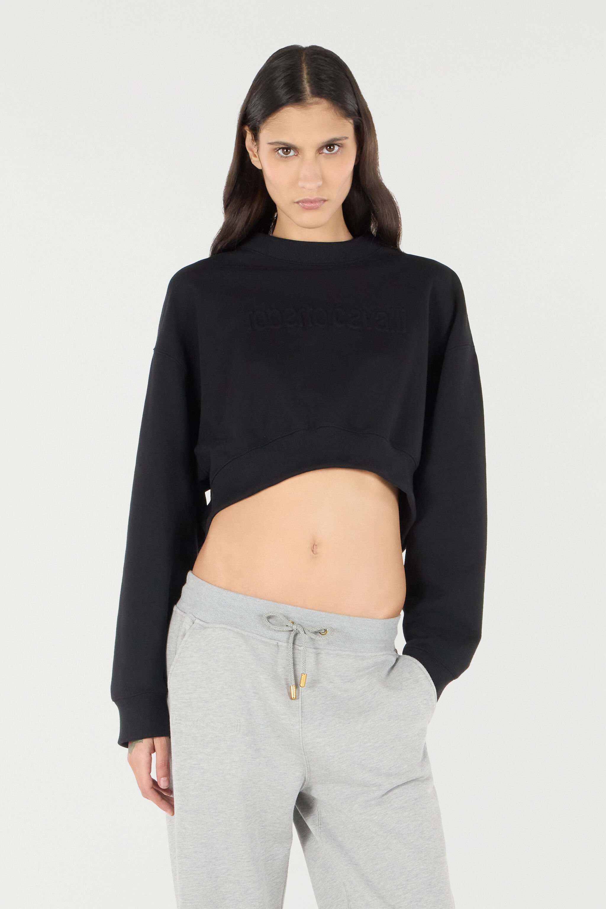RC Cropped Sweatshirt With Logo Black UKT66A-CF057