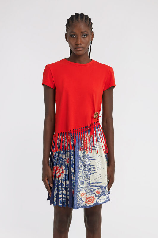 RC T-shirt with fringing Red TKT60D-JD061