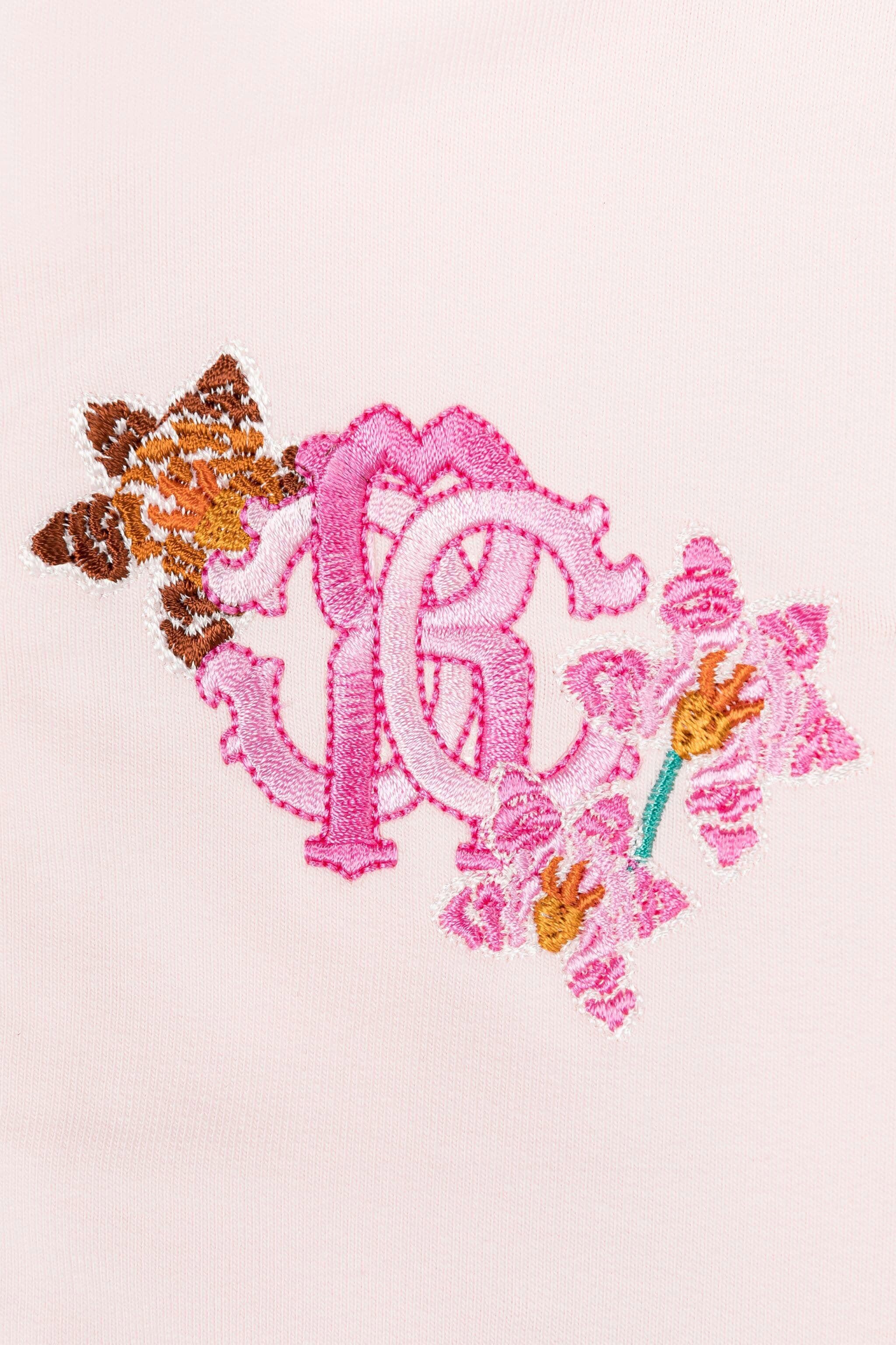 JU Monogram-embroidered zip-front hoodie Pink QJT941-CF050