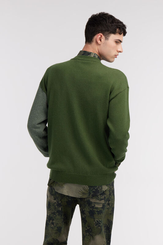 RC Green Two-Tone Sweater with Monogram RC Dark green SRM607-MQ062