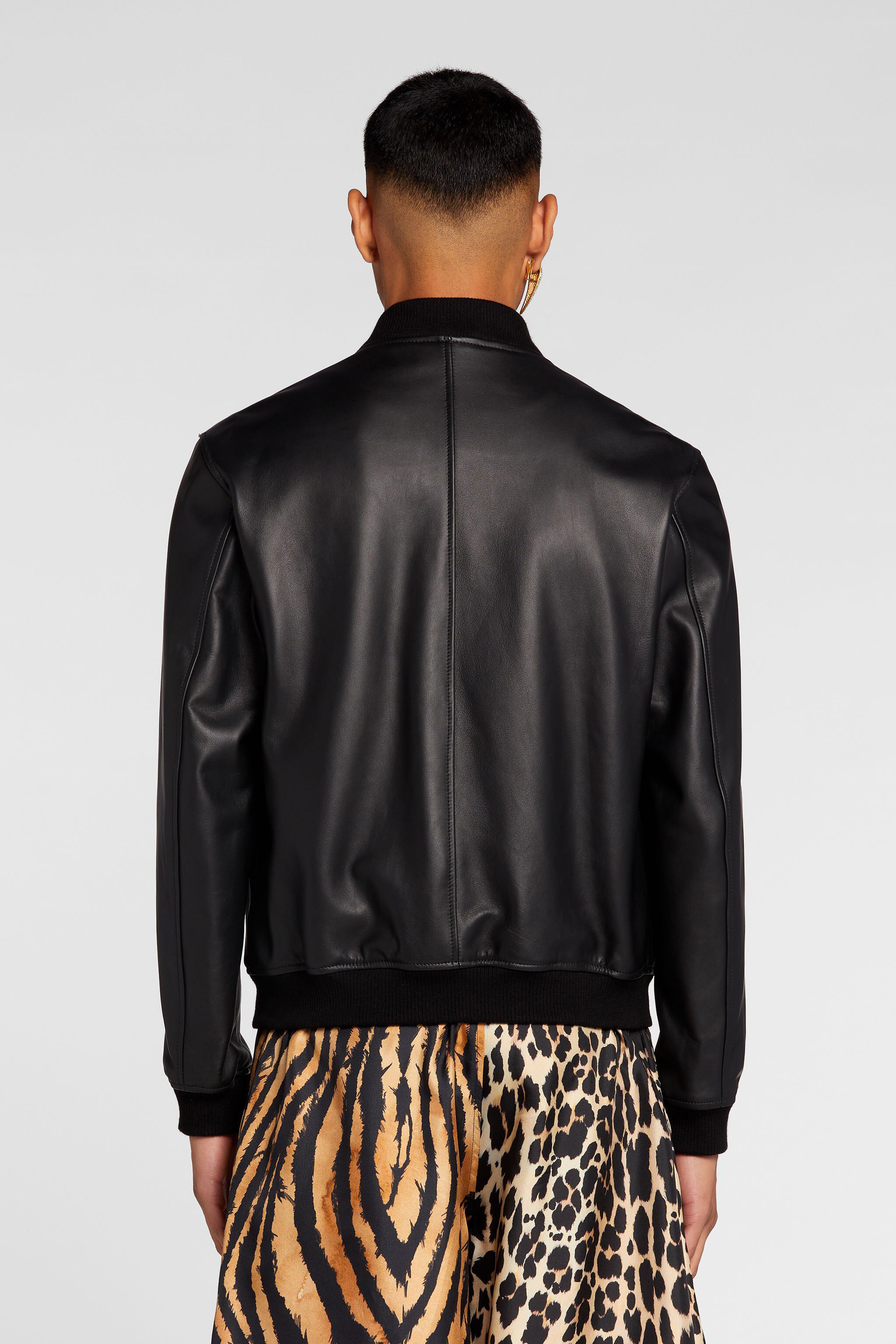 RC Bomberjacke aus Leder BLACK/GUN NNP820-PN001