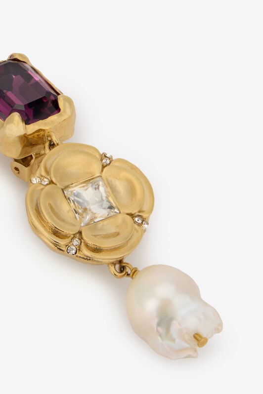 RC Ruby-Colored Stone and Pearl Earrings RUBY/AQUAMARIN/IVORY WQG008-AM127