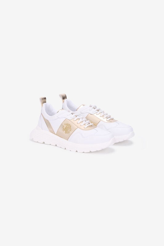 RC White Running Shoes With Gold Monogram RC RC White Running Shoes With Gold Monogram RC MILKY WHITE/SILVER QOS01H-PZO15