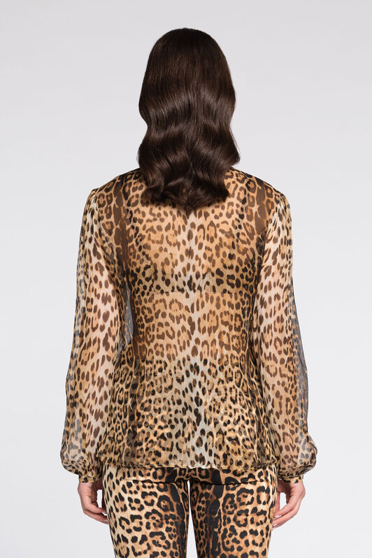 RC Leopard-Print Silk Shirt Light Brown RKT705-CZH26