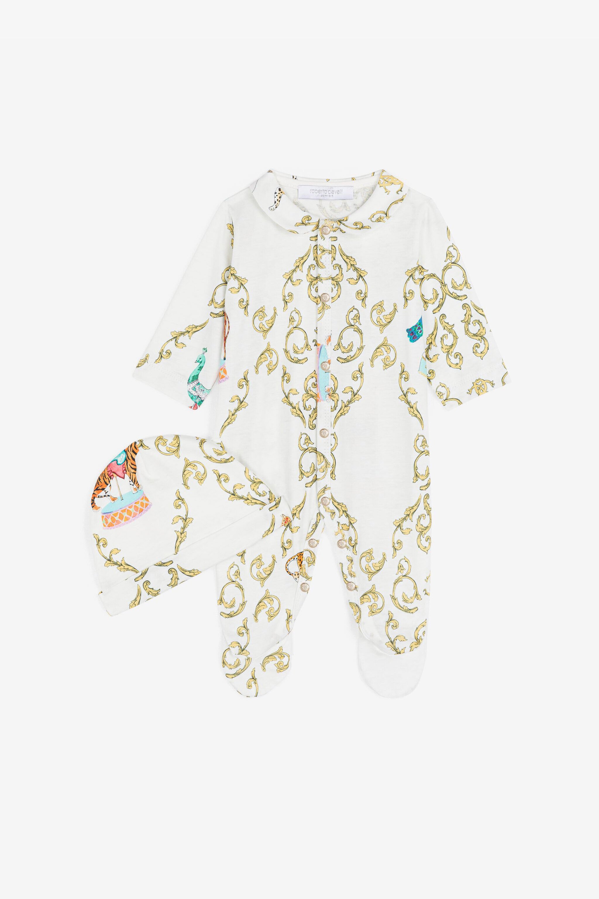 JU Filigree-Print Babygrow Set White RJT824-JFG82