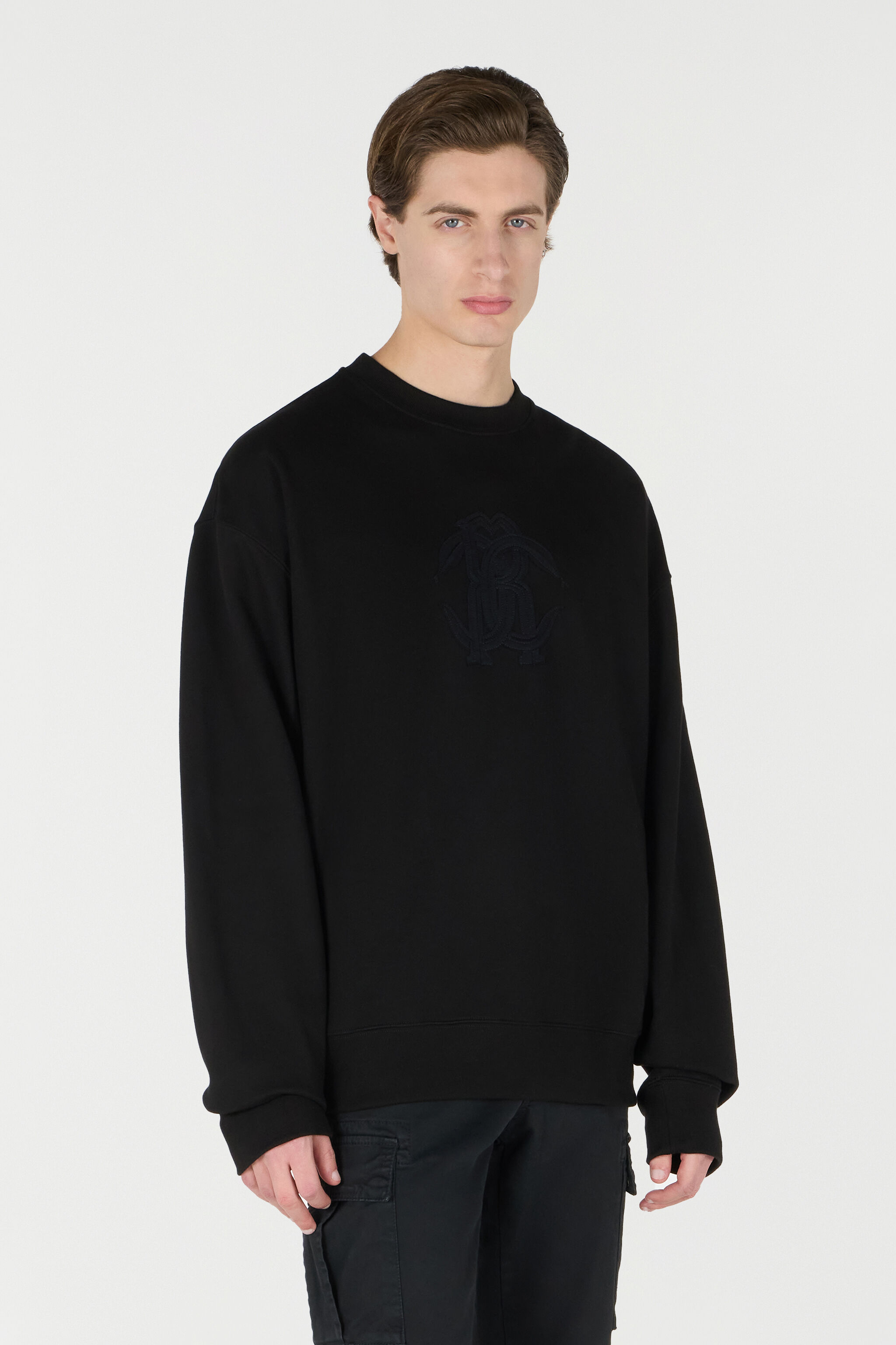 RC Sweatshirt mit Stickerei Monogramm Mirror Snake Schwarz URT68D-CF051