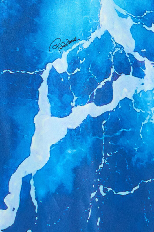 RC Langes Kleid mit Stretto di Messina Print Blau UWT104-RYN94