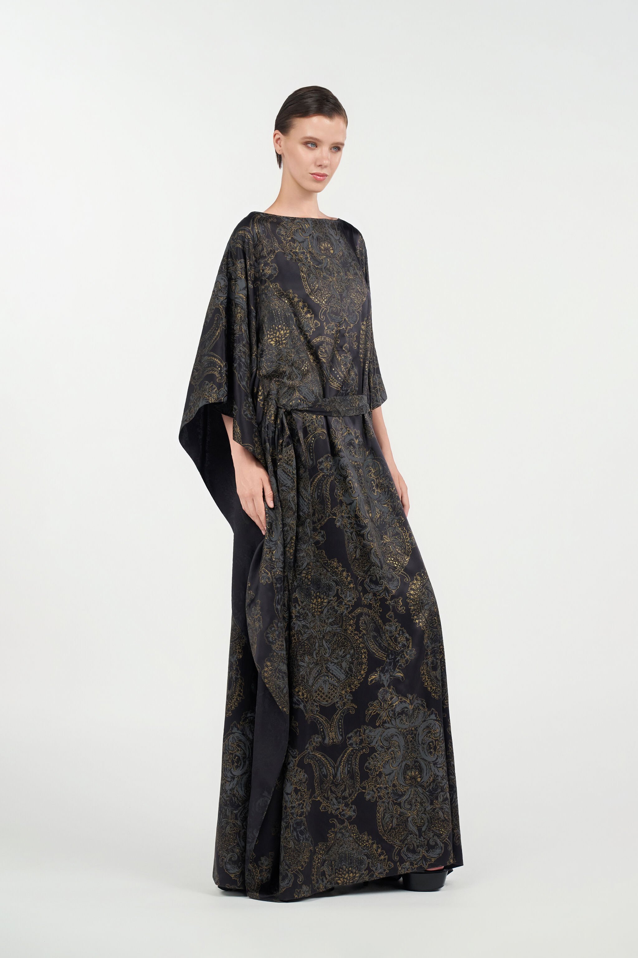 RC Ornamental Black Print Dress BLACK WKT180-SZR36