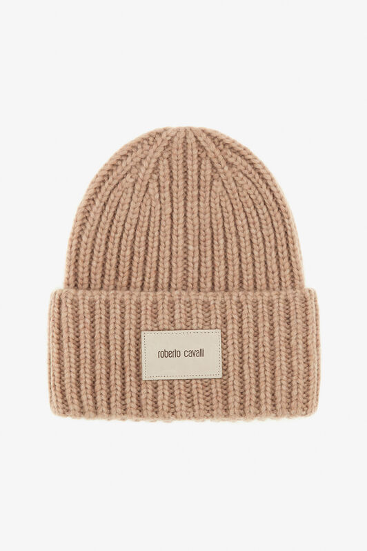 RC Gorro de mezcla de alpaca de canalé con logo Marrón claro TALR18-IR035