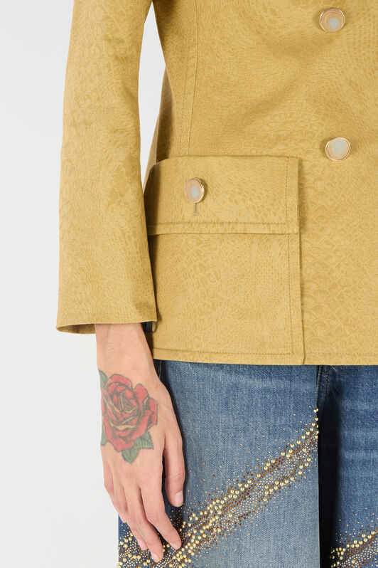 RC Double-Breasted Jacket With Python Pattern Light Brown UKT413-4NN53