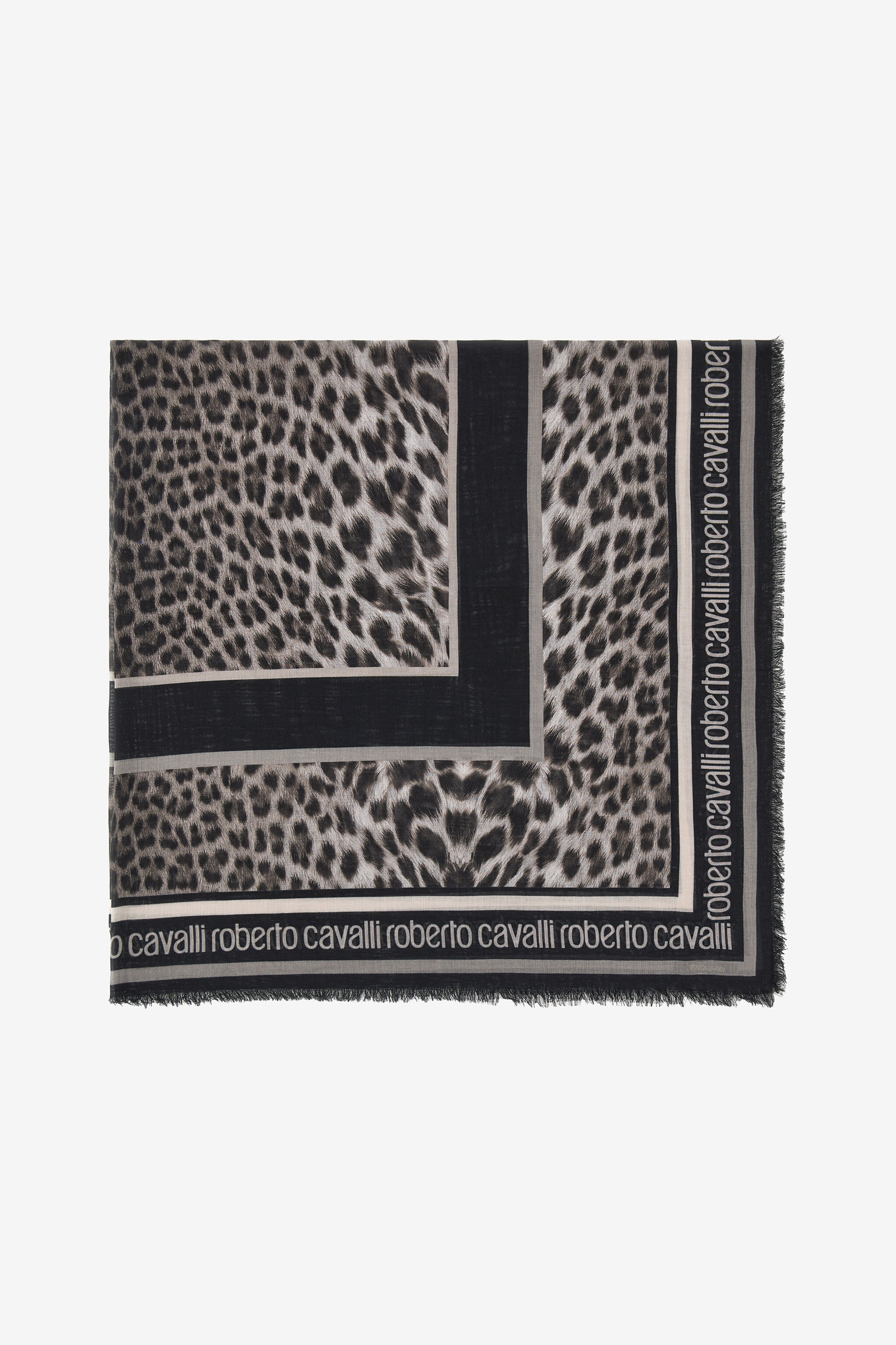 RC Roberto Cavalli shawl with Giaguaro Heritage print Dark gray SYI00B-OBL53
