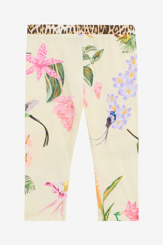 JU Yellow Leggings with Tropical and Jaguar Skin Print YELLOW VJT203-JFP32