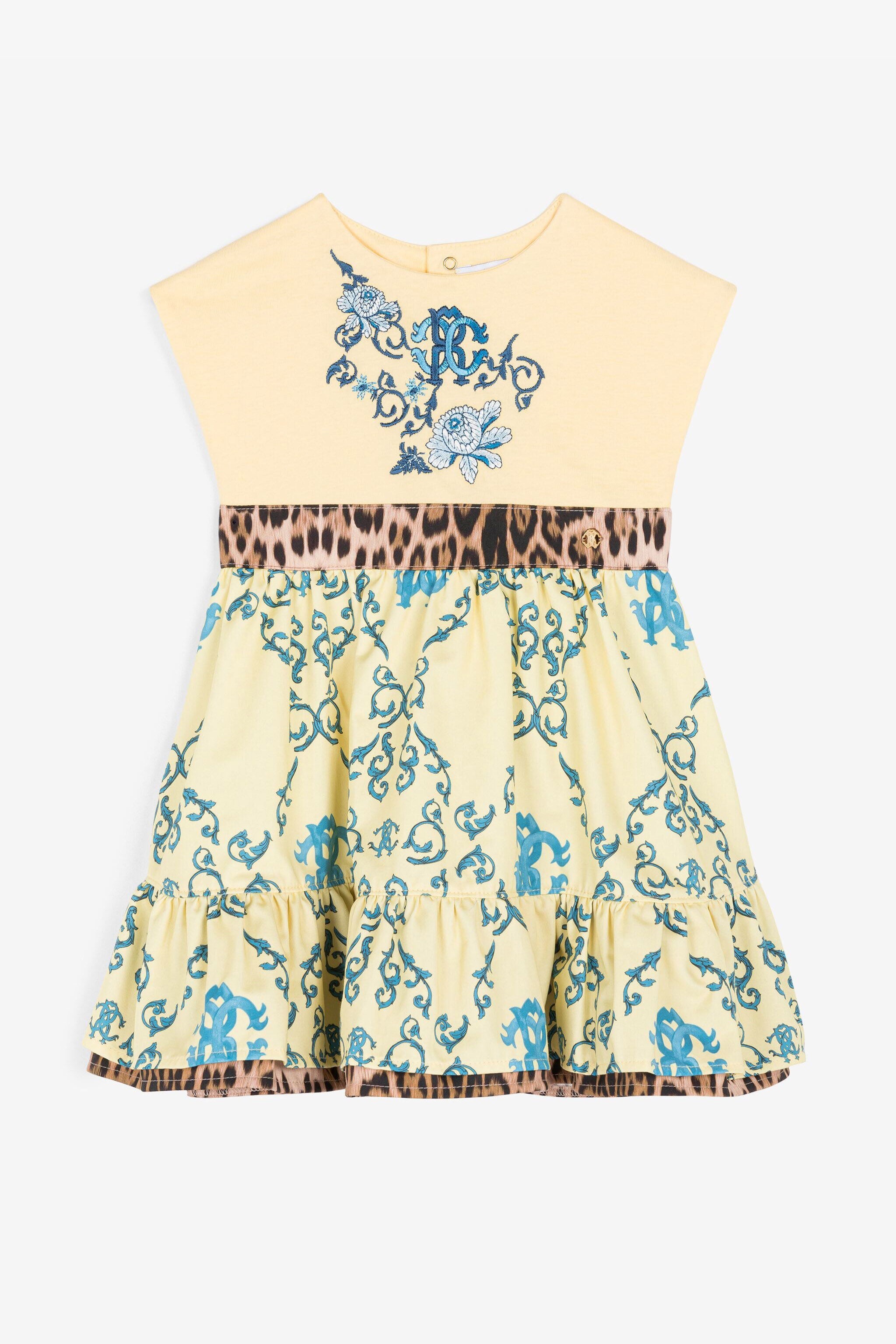 JU RC Monogram-Print Cotton Dress Yellow RJT102-JD001