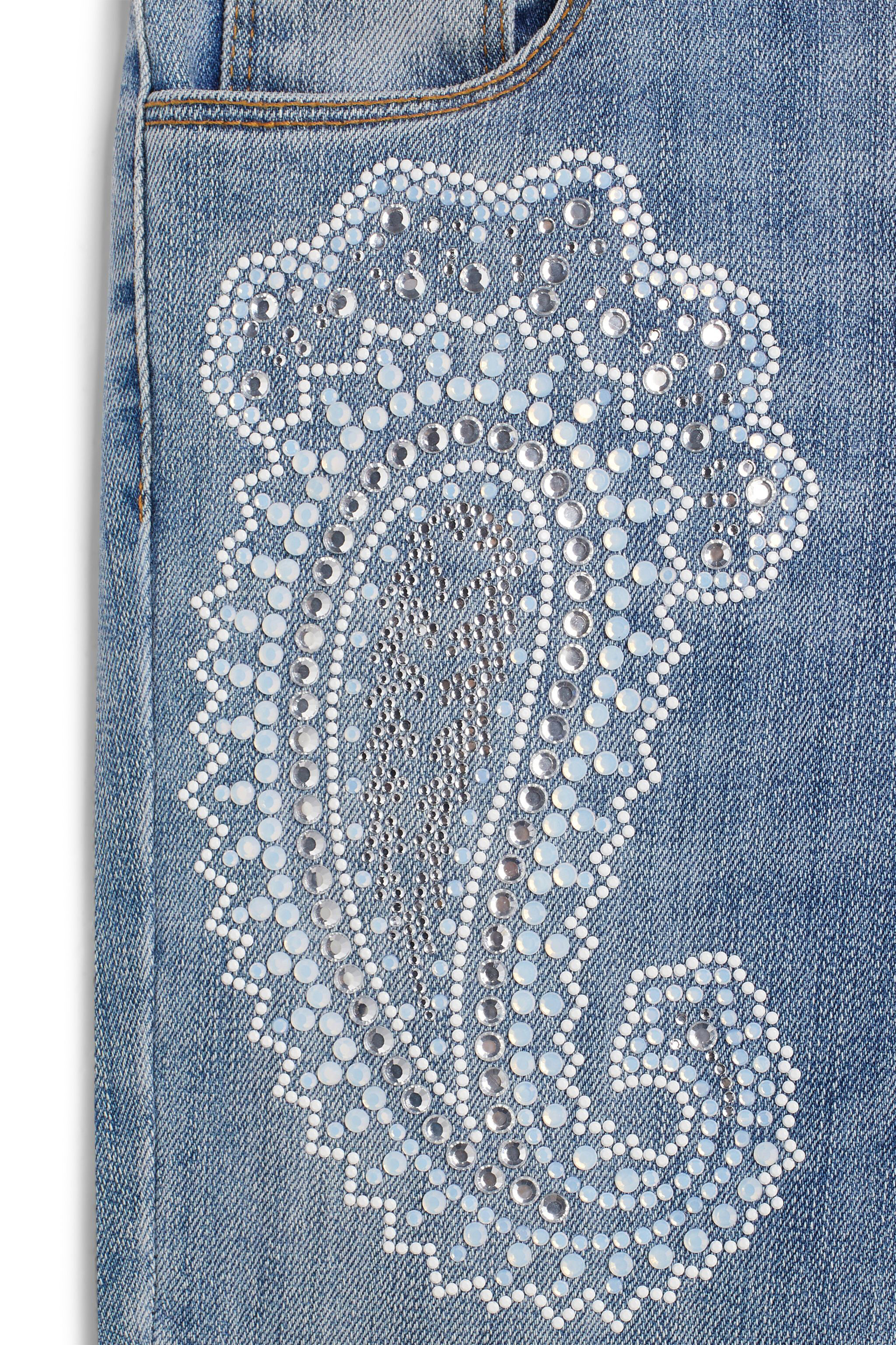JU Washed blue crystal embellished jeans LIGHT BLUE IJJ210-DS029