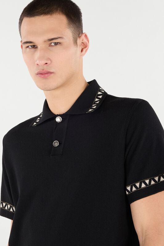 RC Knit Polo Shirt with Jacquard Motif Black VNM640-MQ027