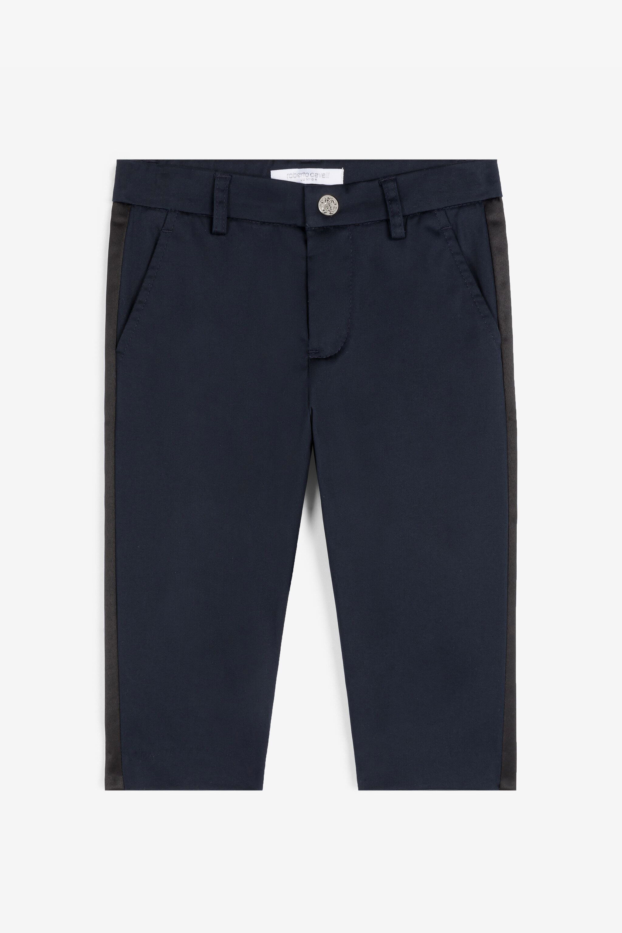 JU RC Monogram-Embroidered Cotton Trousers Dark blue RJT219-FN012