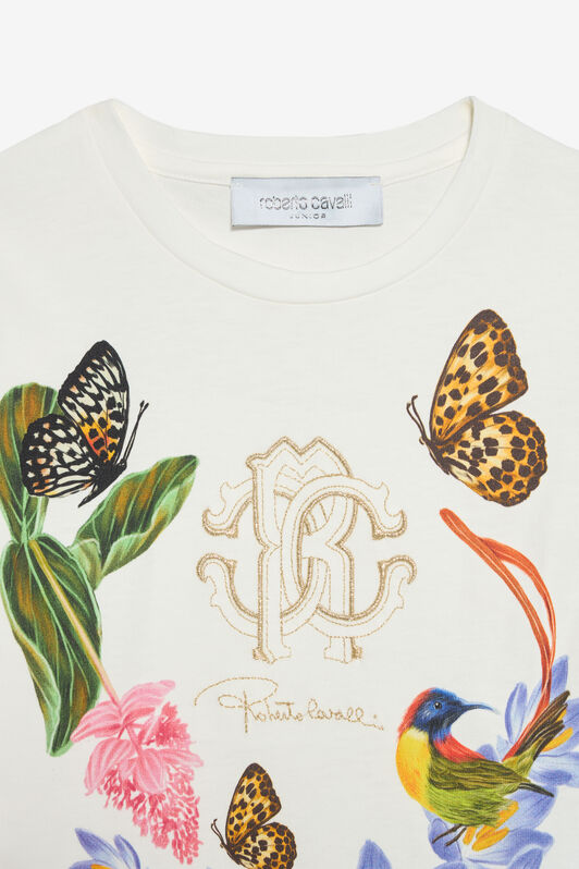 JU Milk White T-Shirt with Tropical Print MILKY WHITE VJT62G-JD001