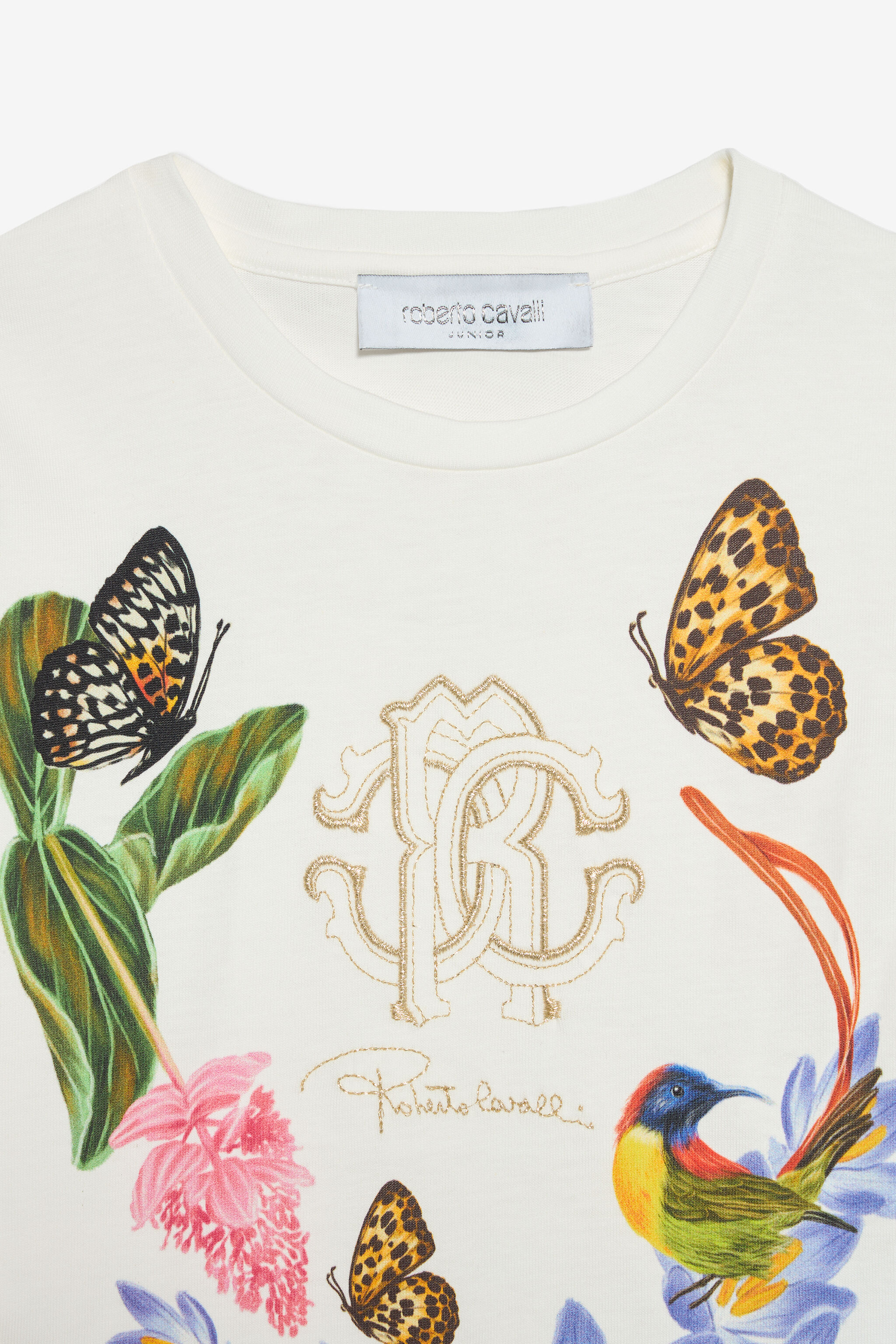JU Milk White T-Shirt with Tropical Print MILKY WHITE VJT62G-JD001