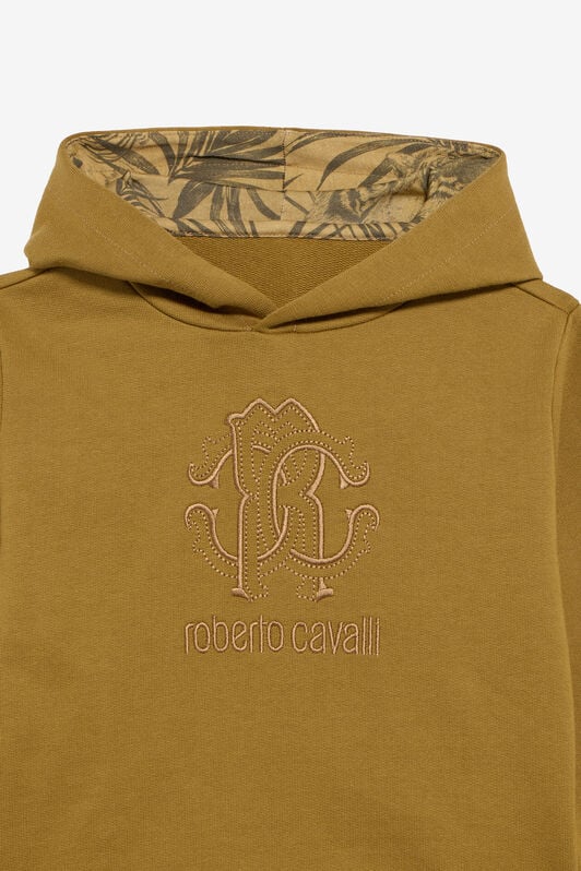 JU Ockerfarbener Kapuzenpullover mit Monogram RC KHAKY TJT676-CF050