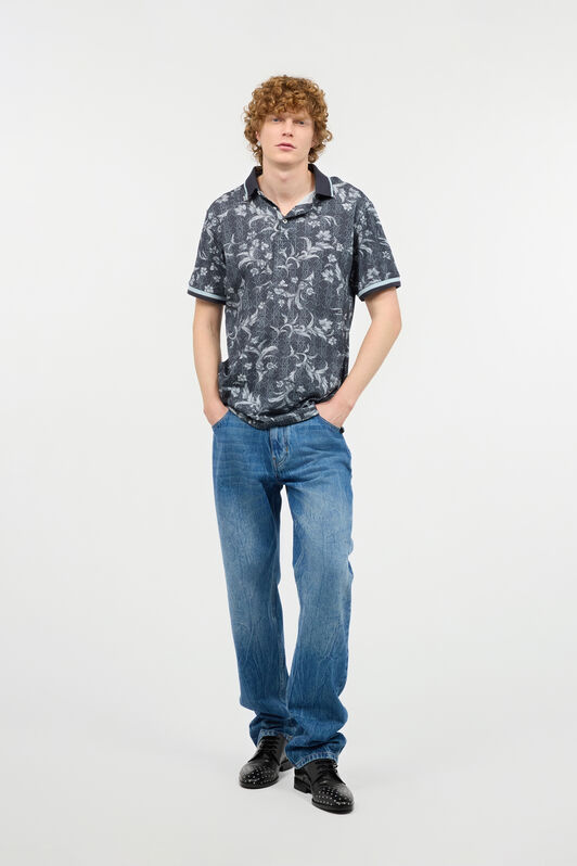 RC Polo Shirt With Floral Print Black OOT64A-XKO64