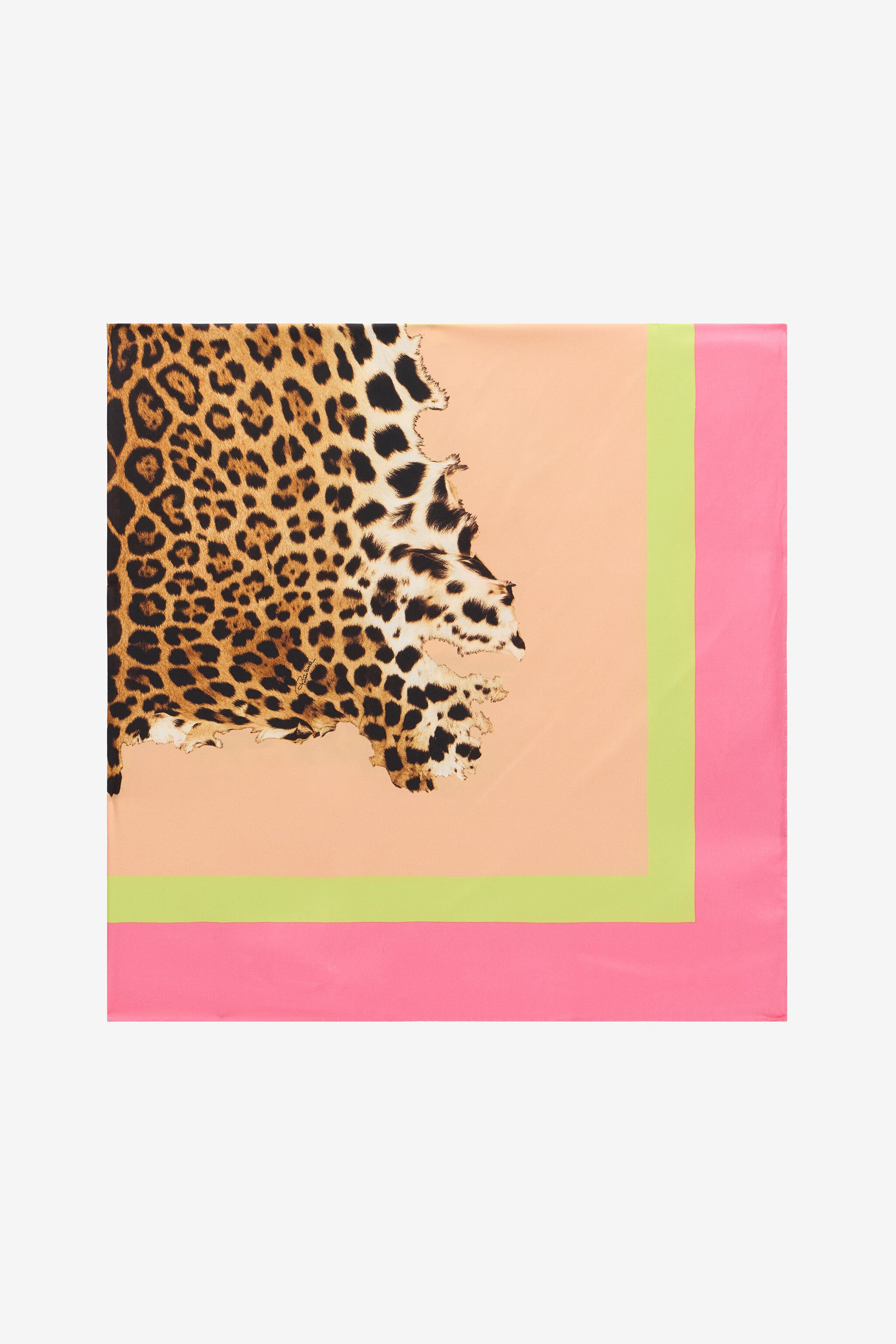 RC Seidentuch aus Seide mit Cavalli Pop-Print LIGHT GREEN WQI003-OZR33