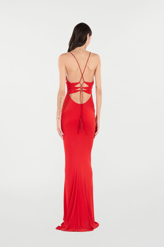 RC Long Dress with Criss-Cross Detail RC Long Dress with Criss-Cross Detail Red VQT148-JE034
