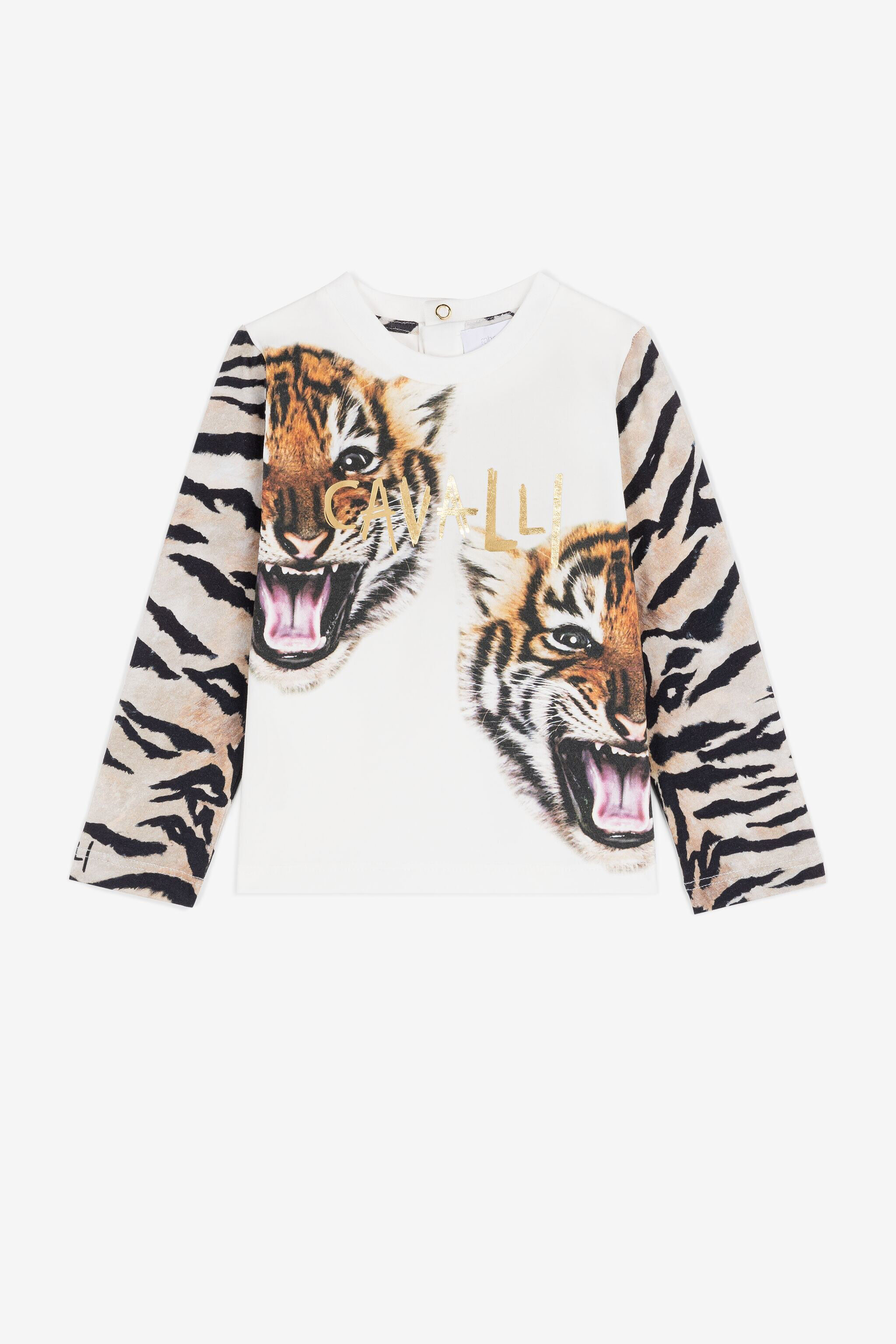 JU Tiger-Print T-Shirt Weiß NJT643-JV025