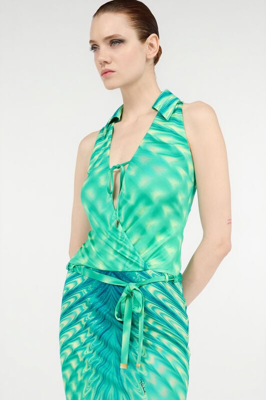 RC Long Dress with Optical Glass Print RC Long Dress with Optical Glass Print Light green UKT105-JRN47