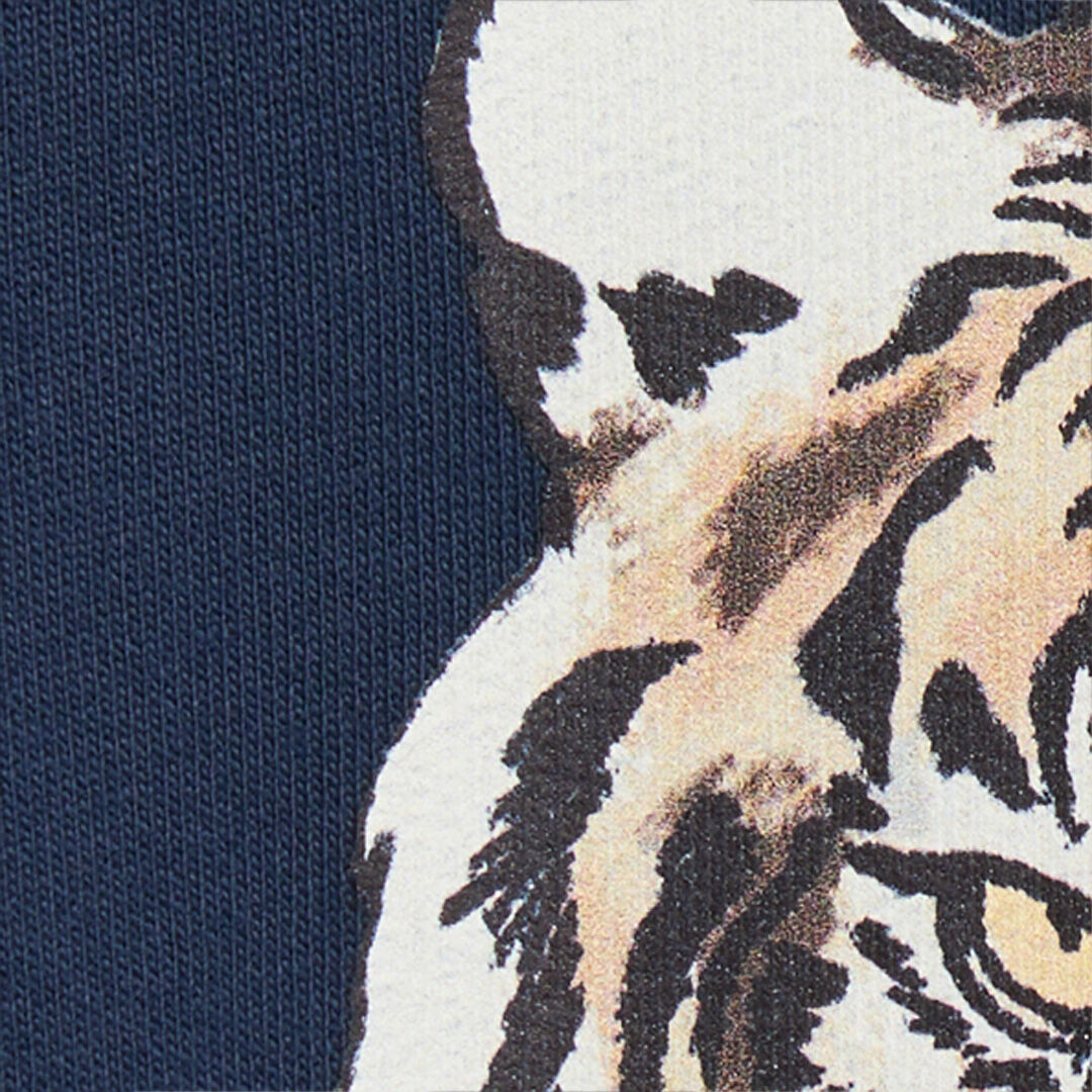 JU Blue Sweatshirt with Tiger Print NAVY VJT697-CF050