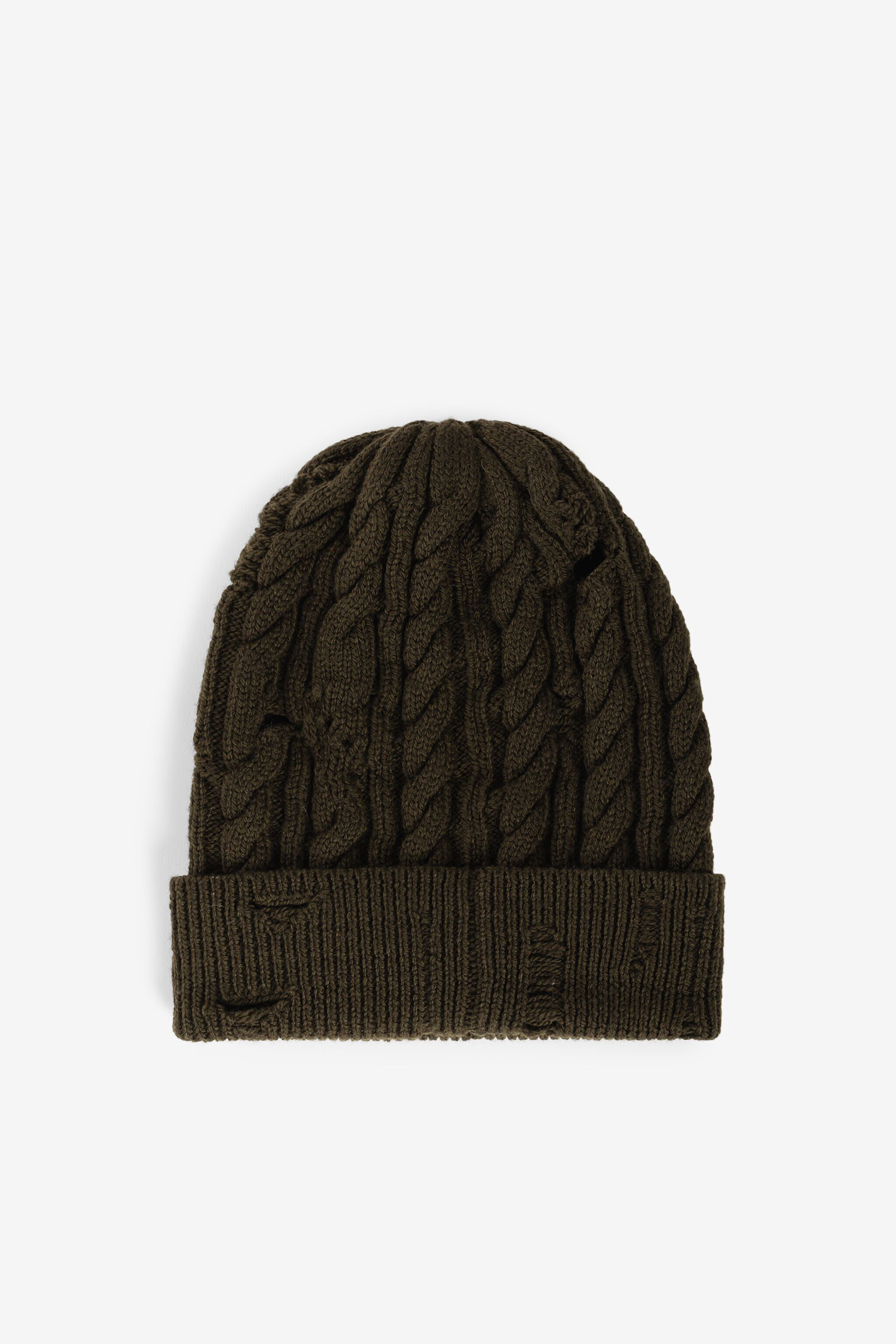 RC Gorro de lana con punto de ochos Verde oscuro RRM653-MQ001