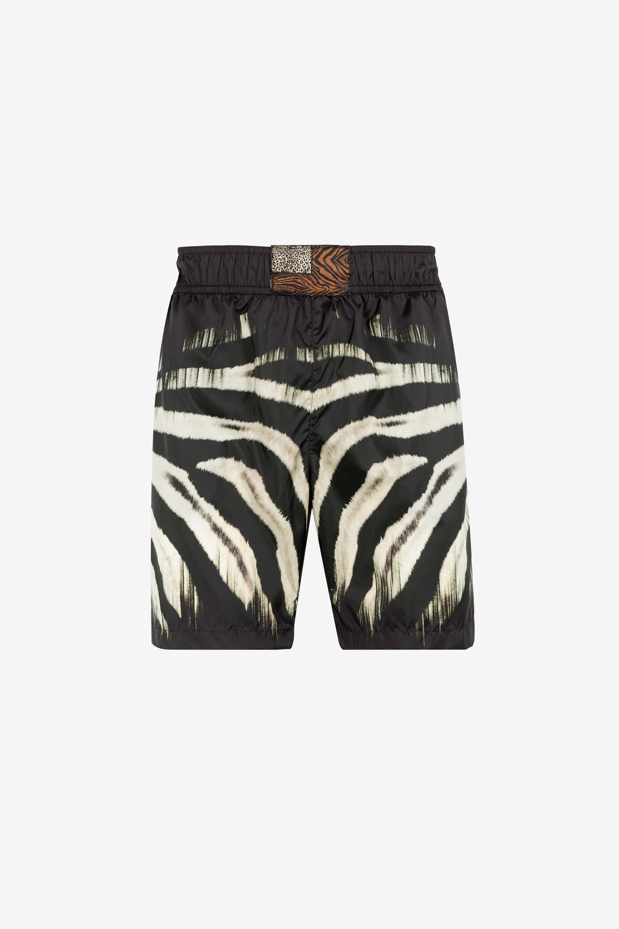 RC Tiger-Print Swim Shorts Ivory/Black ONH02C-SB053