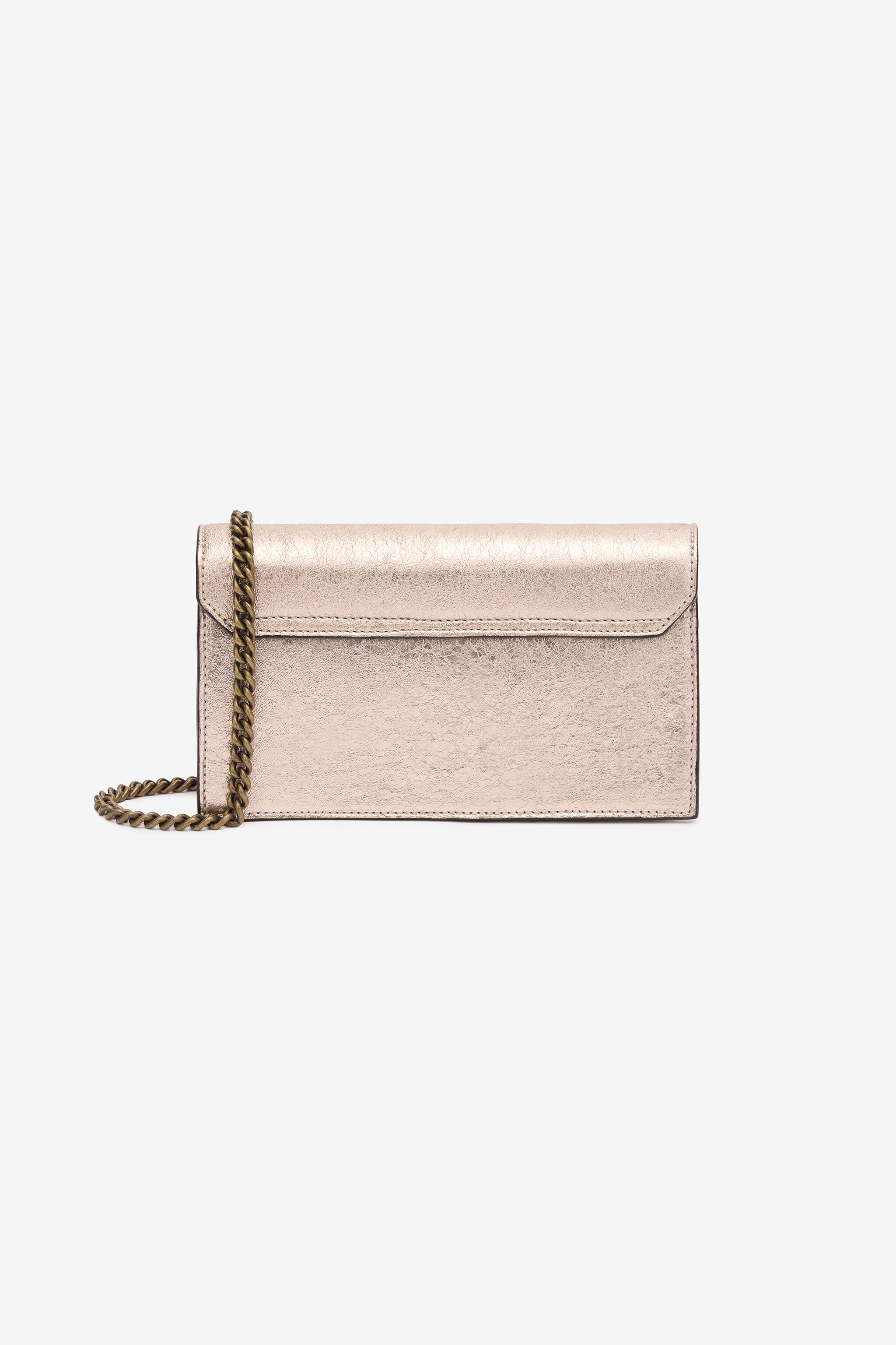 RC Crackle-Effect Leather Bag With Mirror Snake Monogram ROSE GOLD POB00C-PZO07