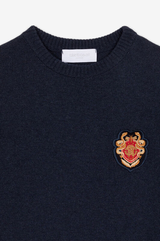 JU RC Monogram Crest-Appliqué Sweater Dark blue PJM001-MQ013