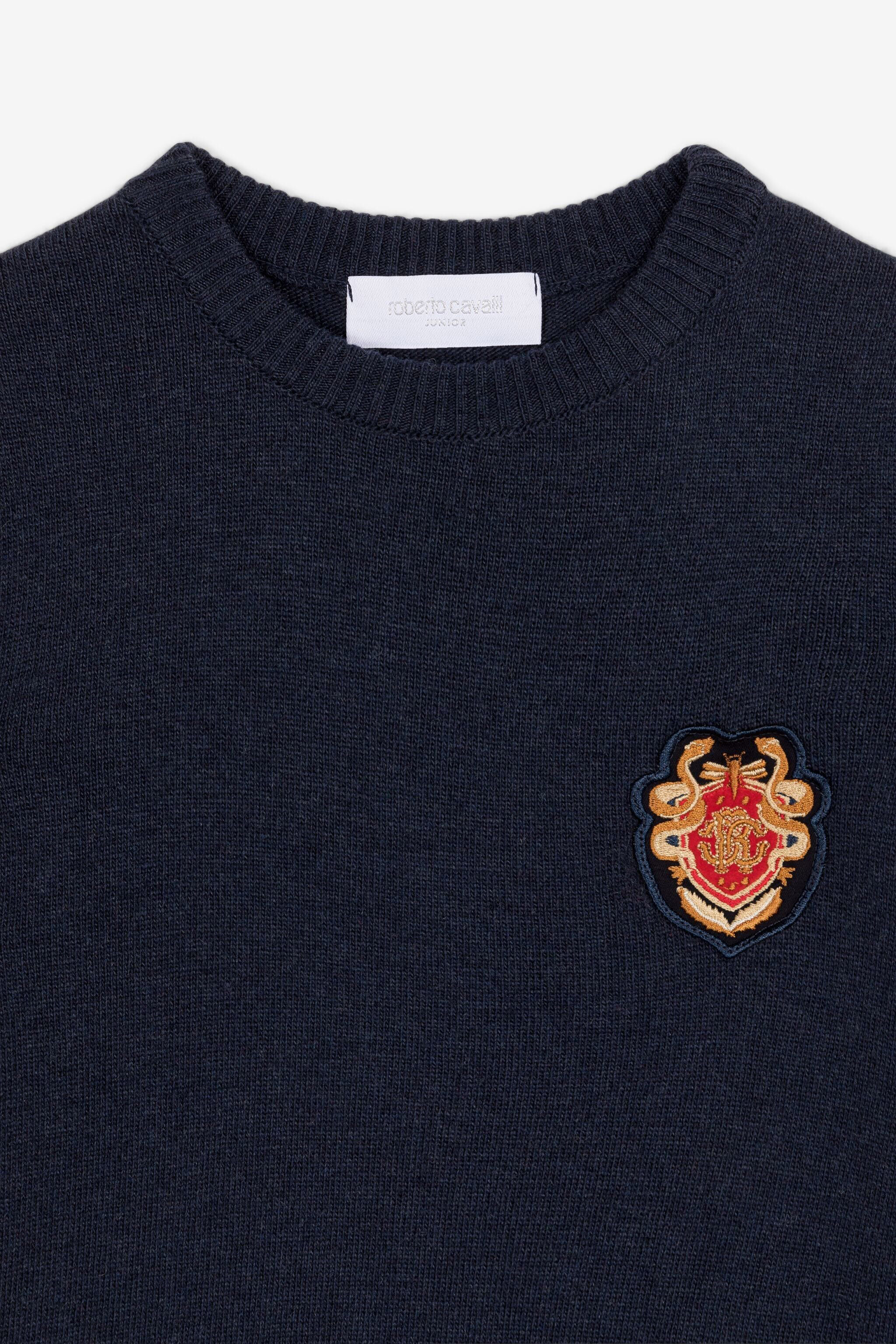 JU RC Monogram Crest-Appliqué Sweater Dark blue PJM001-MQ013