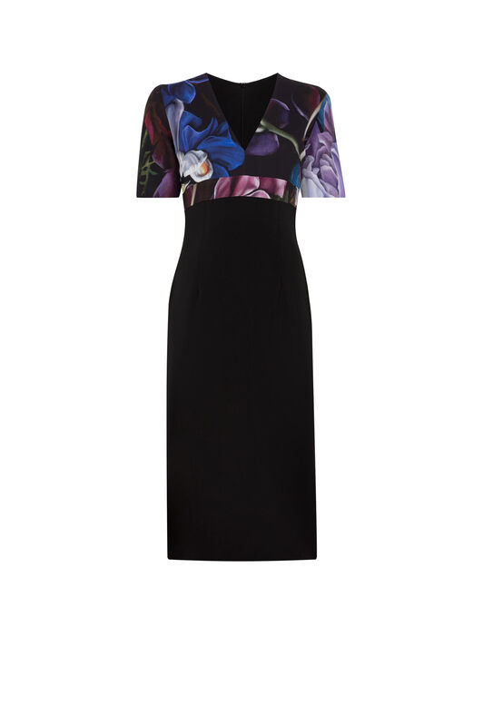 RC Floral-Print Dress BLUEBERRY/BLACK KOT10A-ORS02