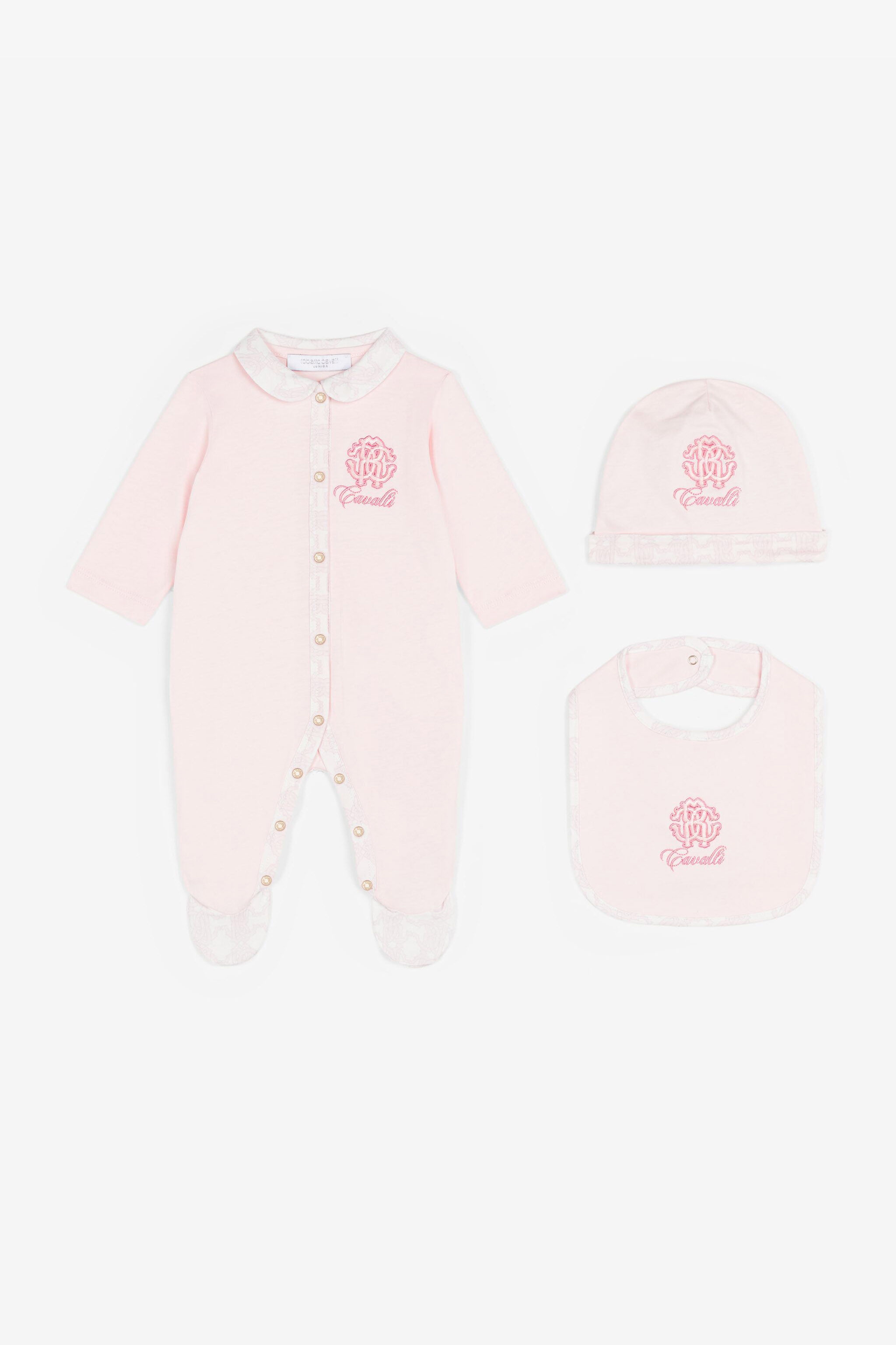 JU RC Monogram-Embroidered Babygrow Set Pink RJT840-JD001