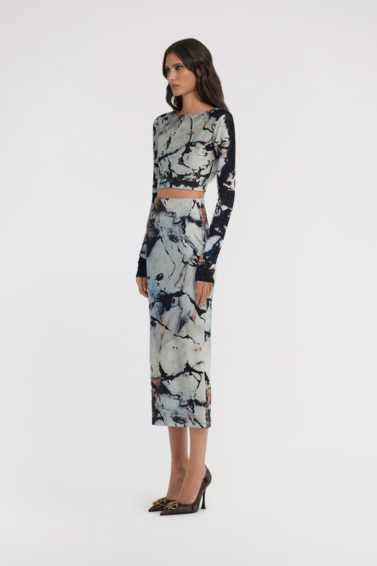 RC Marble Print Dress Schwarz/Weiß TWT115-CPN18
