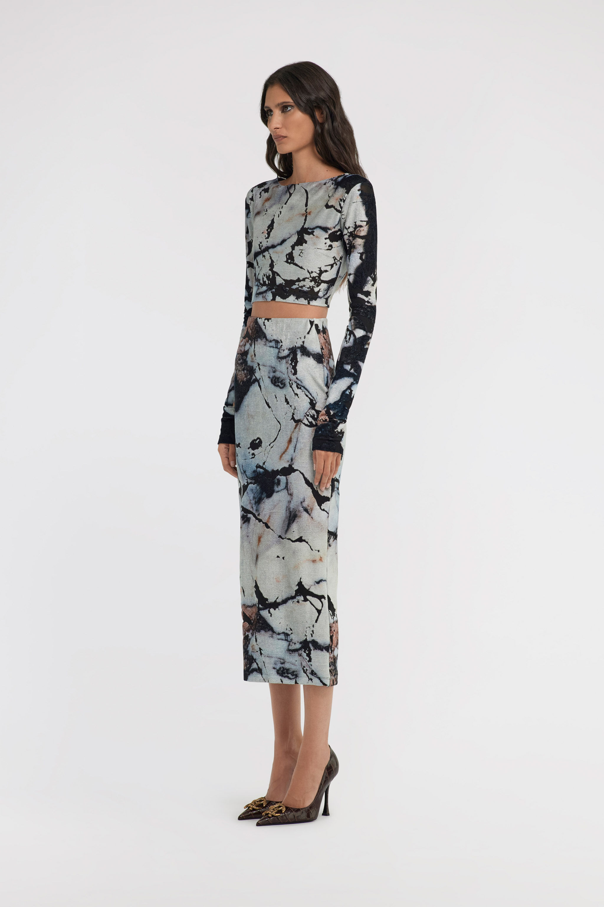 RC Marble Print Dress Schwarz/Weiß TWT115-CPN18