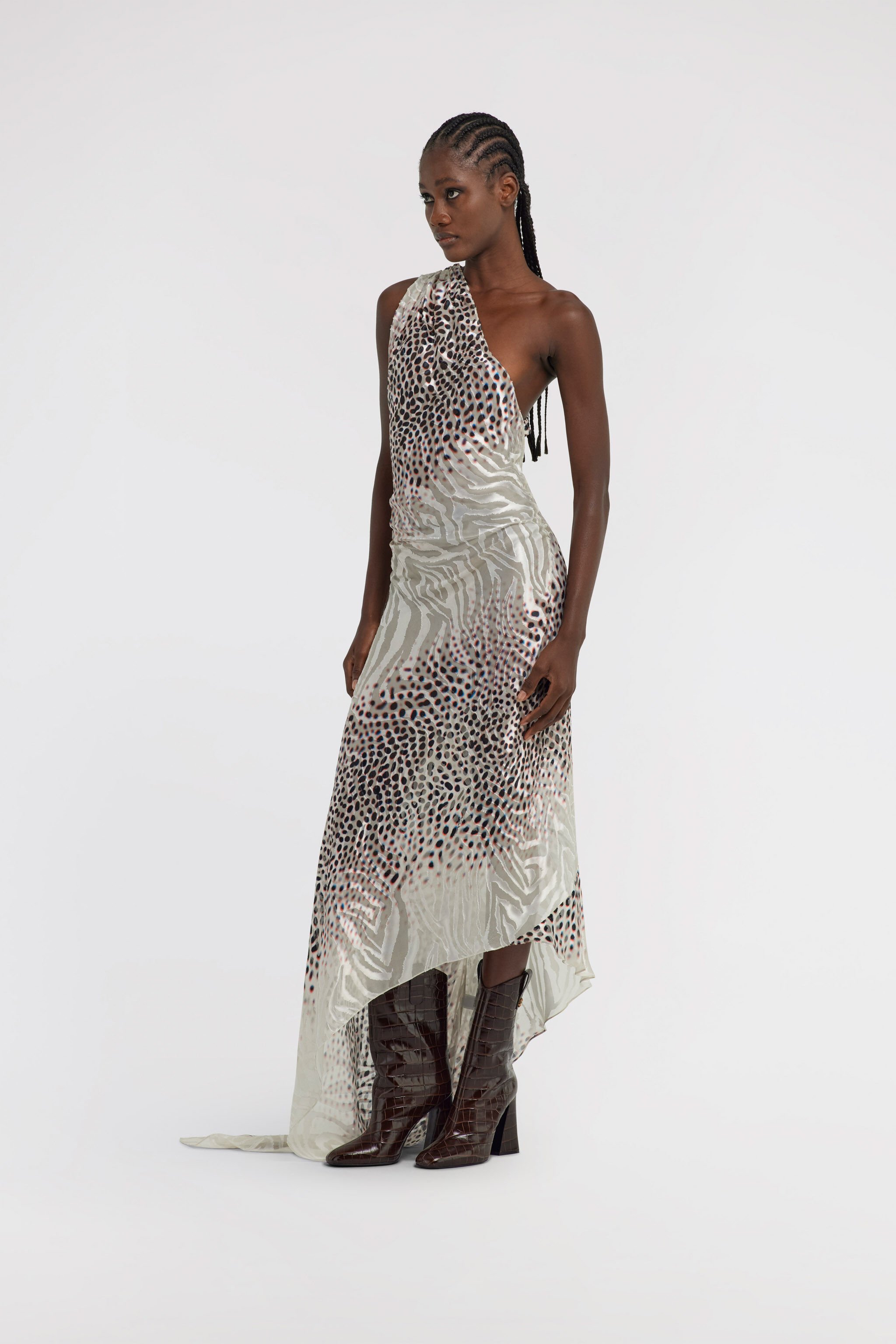 RC Shark print Dress Ivoire TKT114-HEN07