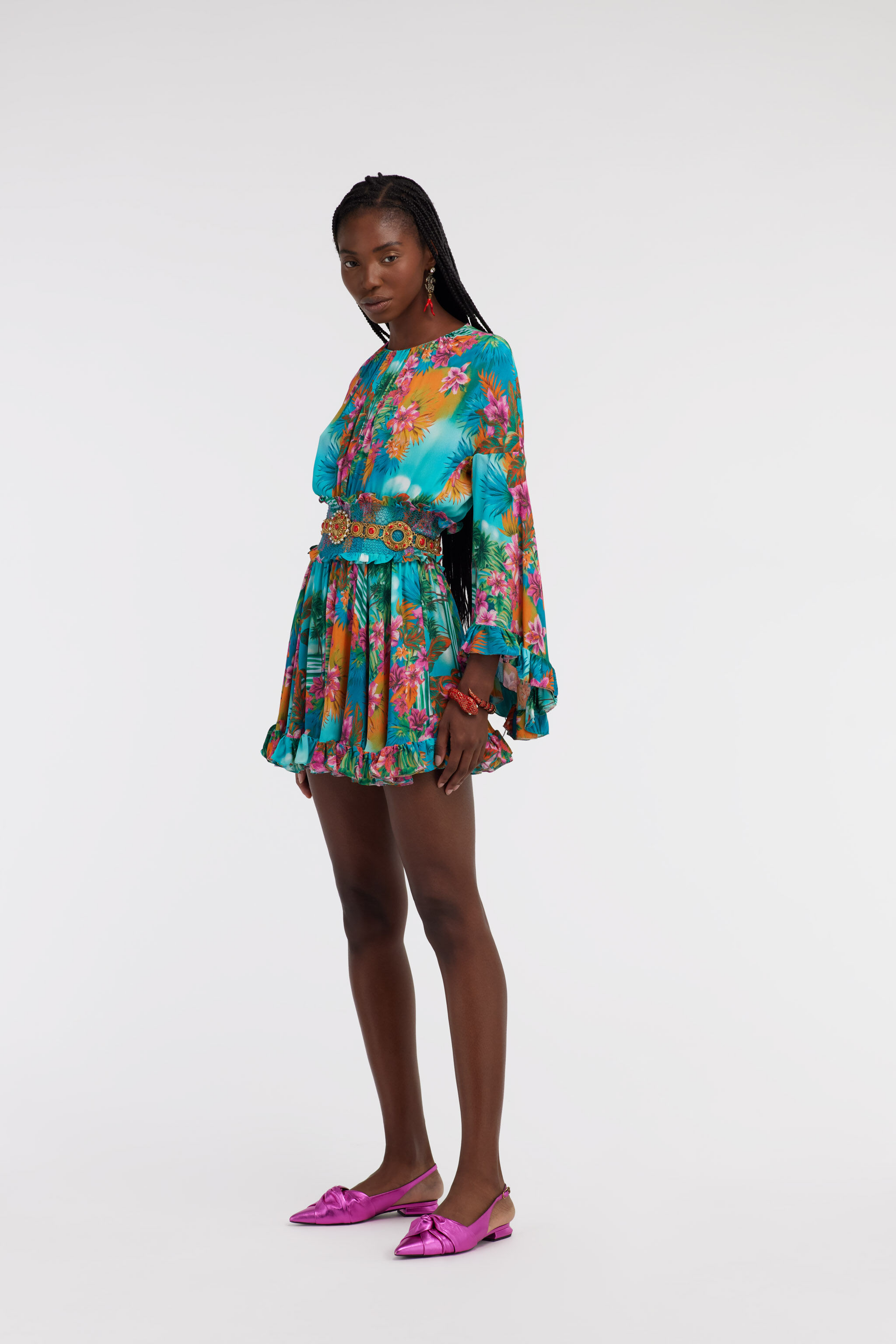 RC Mini dress Hawaii print Azul claro SKT126-7HI84
