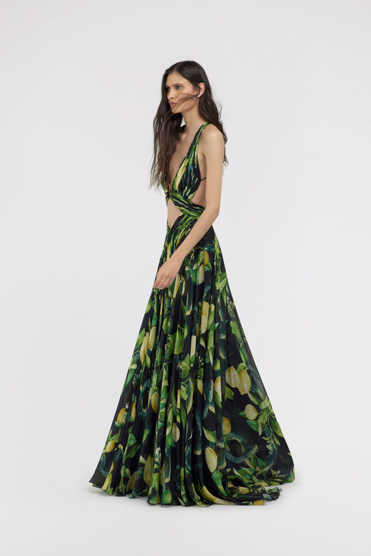 RC Lemon print Long Dress Schwarz SKT120-CTI89