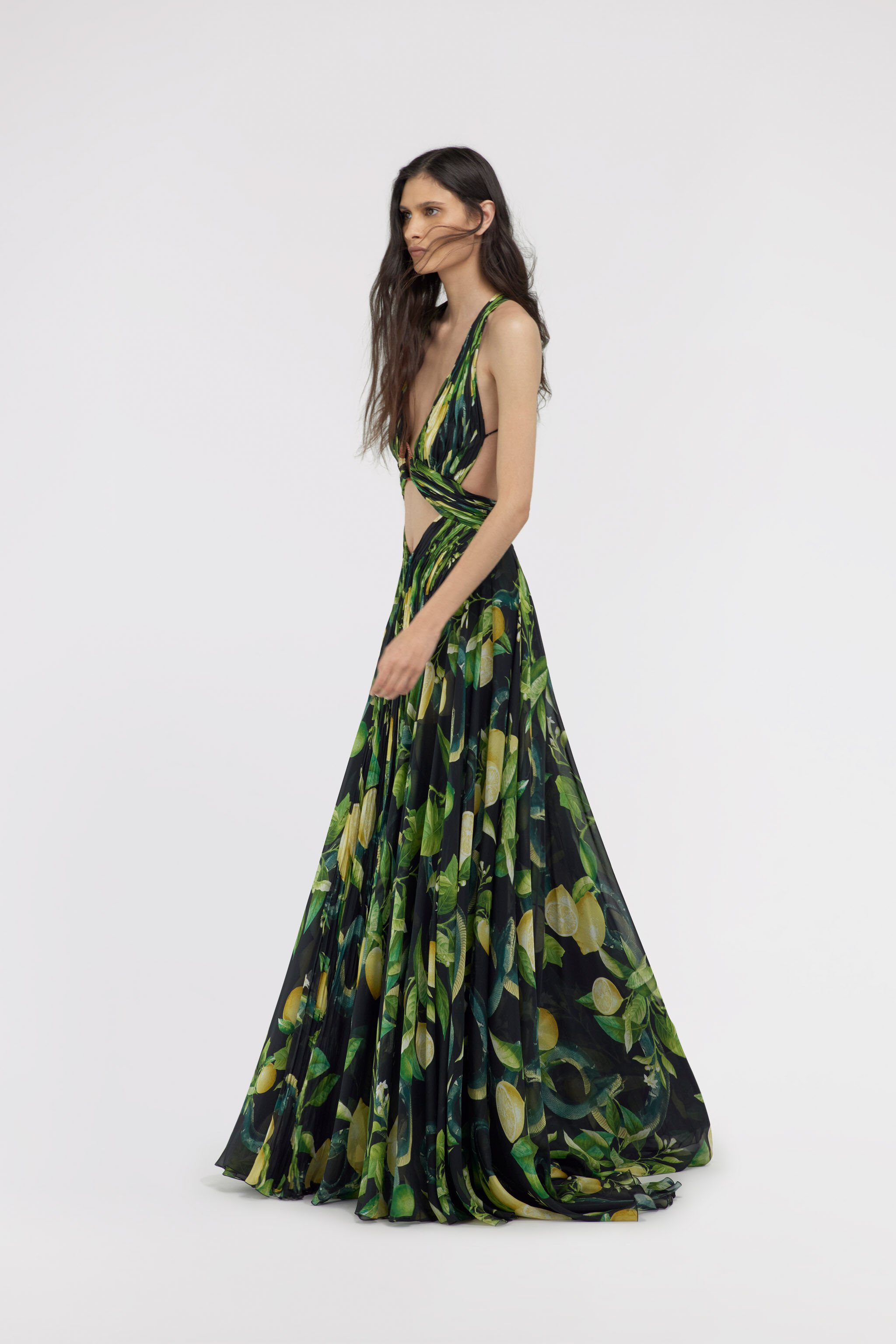 RC Lemon print Long Dress Schwarz SKT120-CTI89